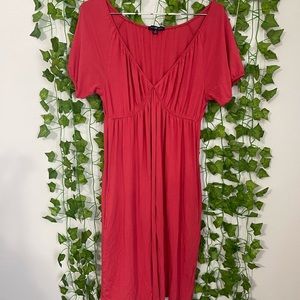 Orange Gap V-Neck Midi Dress